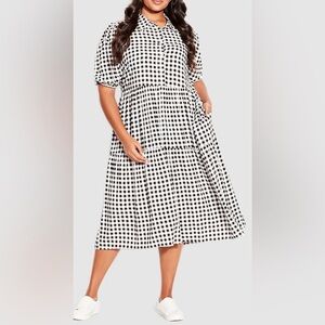 Loralette Majesty Midi Dress Never Worn it’s a picnic black/white gingham print